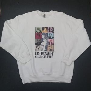 Taylor Swift The Eras Tour Crew Neck Gildan White Sweatshirt Sz Medium